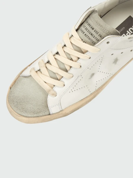 Golden Goose-Championes de cuero acordonados, Super Star Blanco