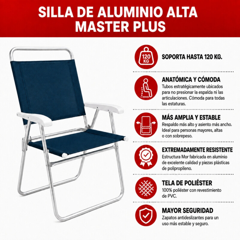 Silla Master Plus Aluminio AZUL OSCURO