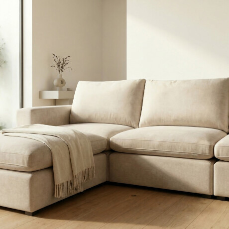 Sofá Modular Conecta (4 módulos) - Tela Microfibra TC 1010 (Beige)