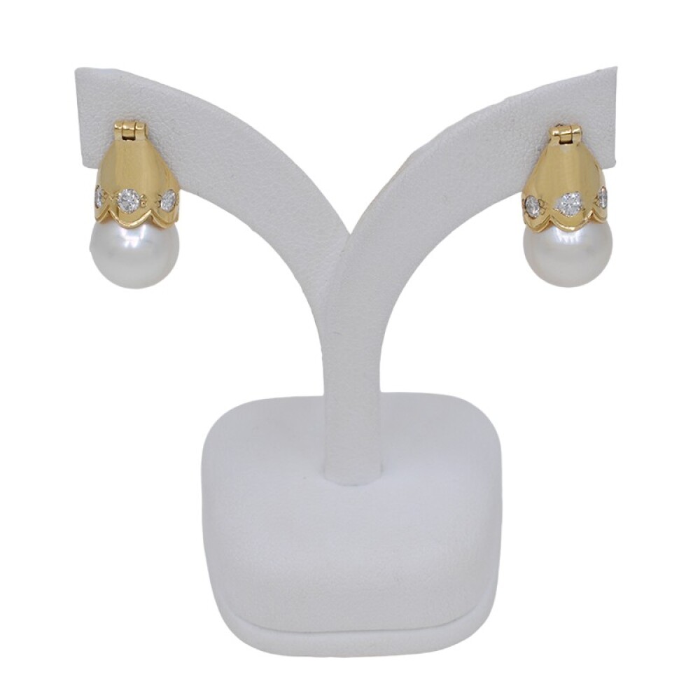 Caravanas En Oro 18K , Brillantes Y Perla De Cultivo Caravanas En Oro 18K , Brillantes Y Perla De Cultivo
