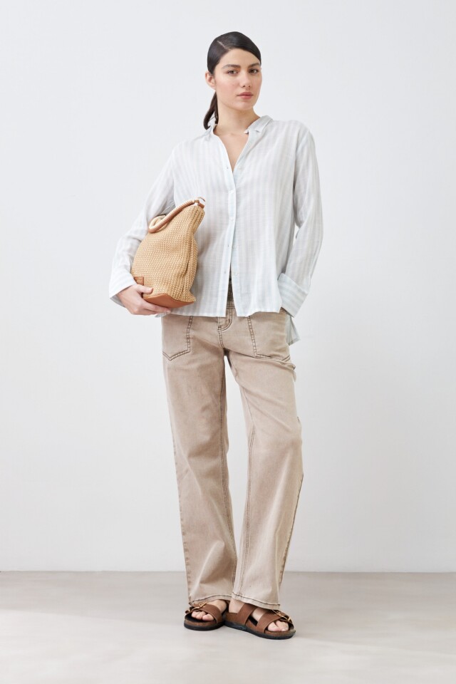 Camisa oversize rayada verde agua