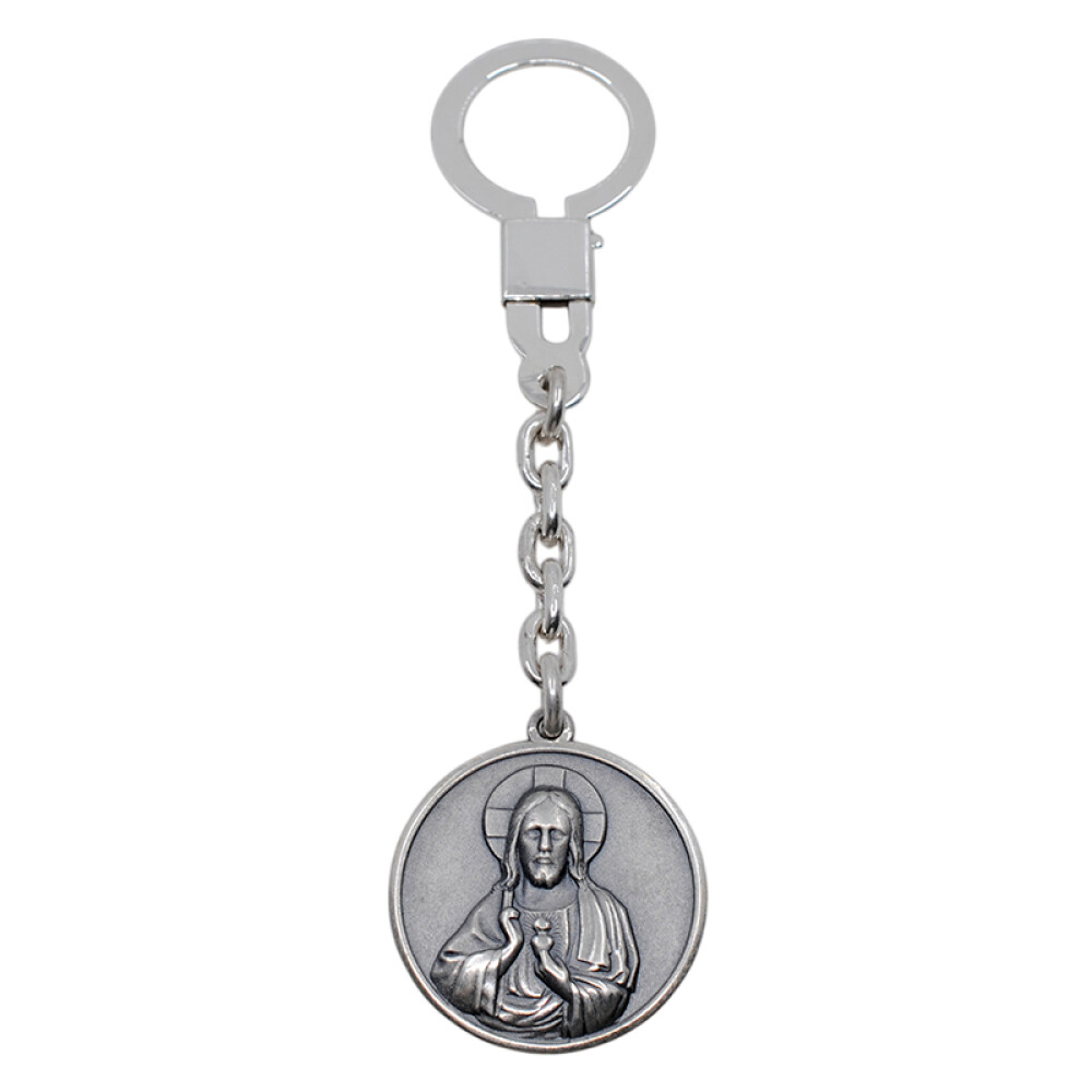 Llavero plata 925 con medalla Sagrado corazon. Diámetro 32 mm Llavero plata 925 con medalla Sagrado corazon. Diámetro 32 mm