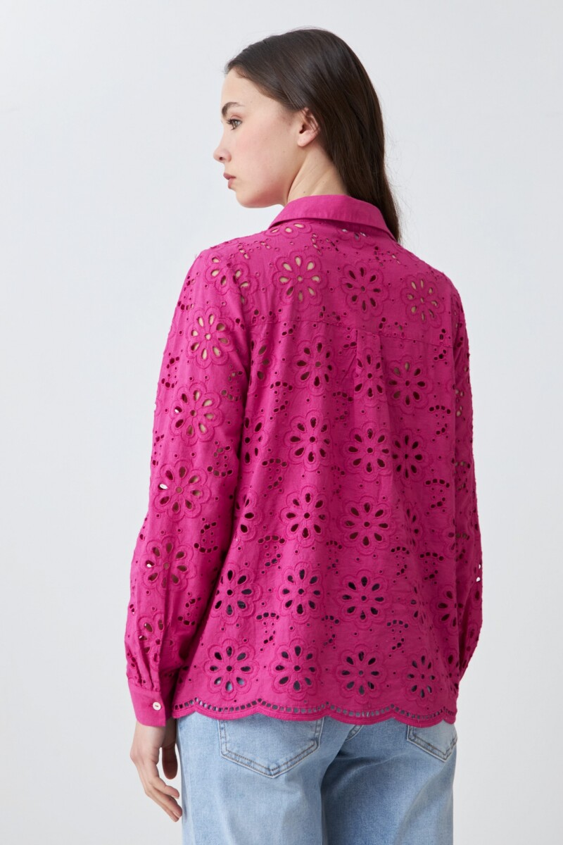 Camisa de broderie fucsia