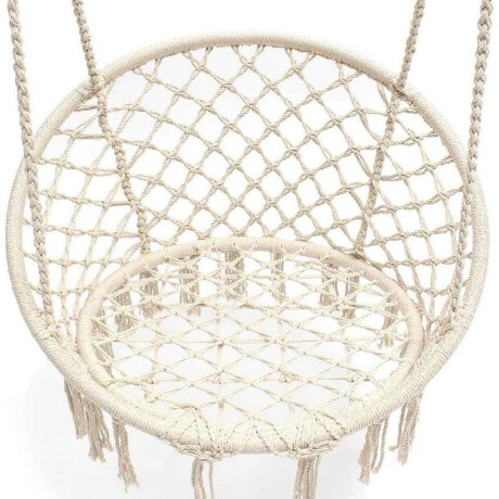 Hamaca Sillón Colgante Circular Macramé Algodón Beige
