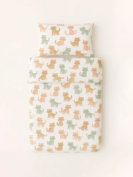 JUEGO DE SABANAS CATS 1 PLAZA BEIGE