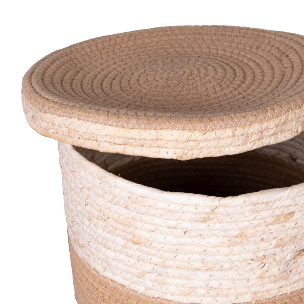 SET 2 CESTOS C/TAPA ORG ALGODON NATURAL-BEIGE A251