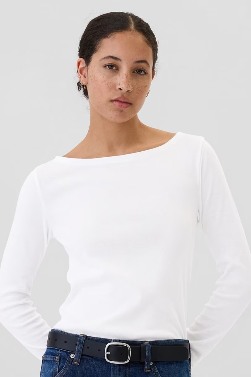 Remera Cuello Bote Mujer White000