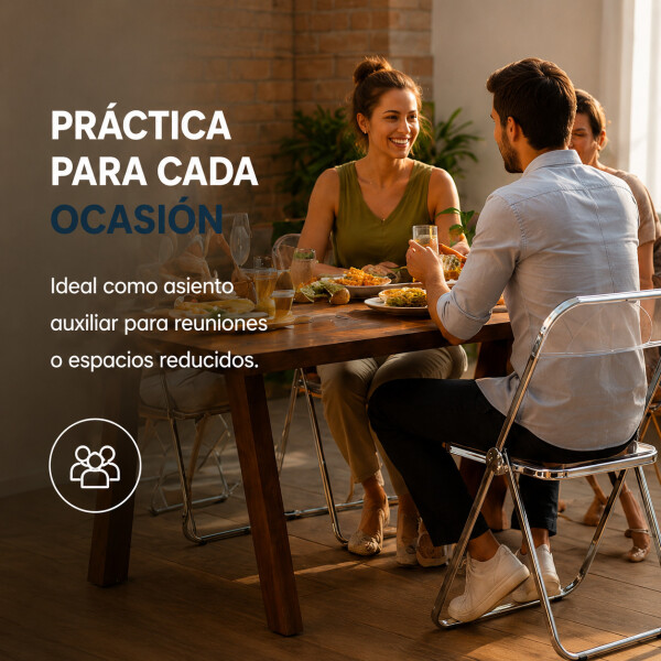 Silla Plegable ComboHome Plia Umea Pack X4 Plateada