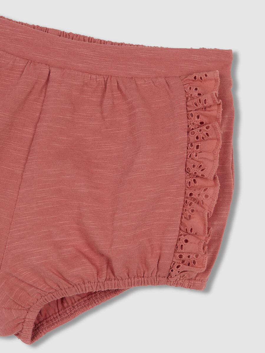 Pantalon Bombacho De Punto Con Tira Coral Claro