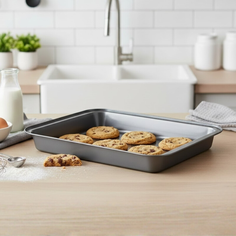 Asadera honda antiadherente rectangular 42 cm GRIS