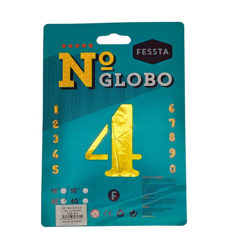 Globo Número Fessta 32" Dorado CUATRO