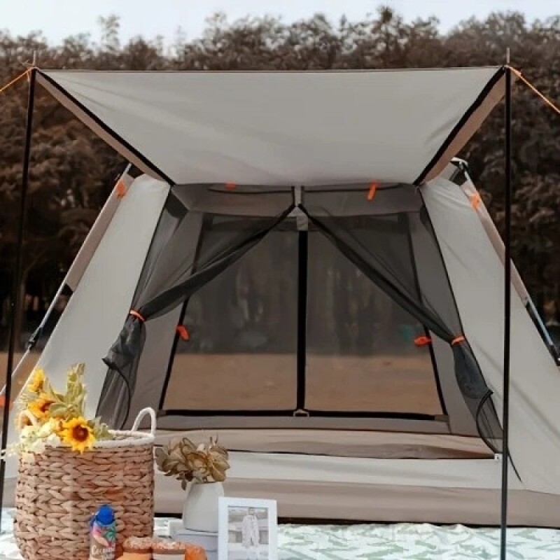 Carpa con Avance Liviana Impermeable Ventilada Capacidad 6 a 7 personas Beige