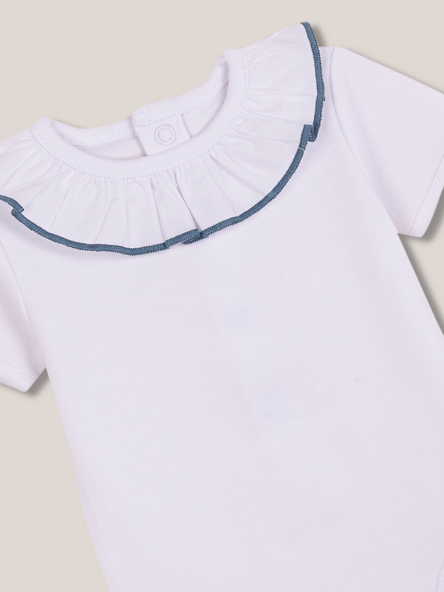 Body Con Cuello De Popelin Hilo A Contraste Blanco