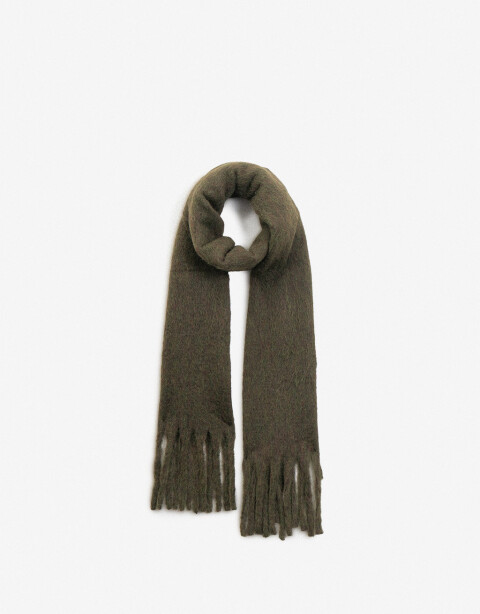 Bufandas Bufanda Tejida Con Flecos - Verde Militar
