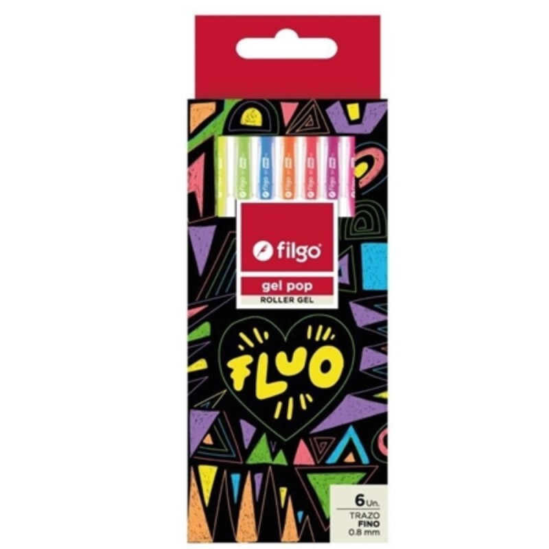Filgo Lapicera Roller Gel Pop- Estuche 6 Flúo Filgo Lapicera Roller Gel Pop- Estuche 6 Flúo