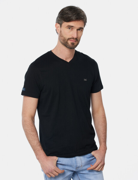 REMERA LISA ESCOTE V Negro