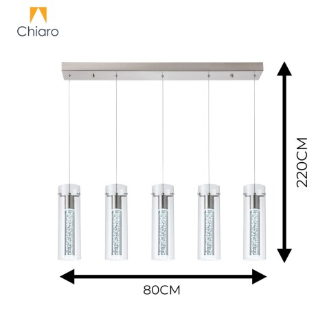Colgante led lineal cinco cilindros efecto agua 30W Colgante led lineal cinco cilindros efecto agua 30W