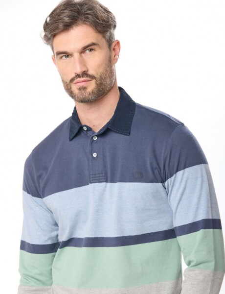 REMERA POLO RAYADA Azul