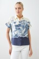 Camisa estampada manga corta azul