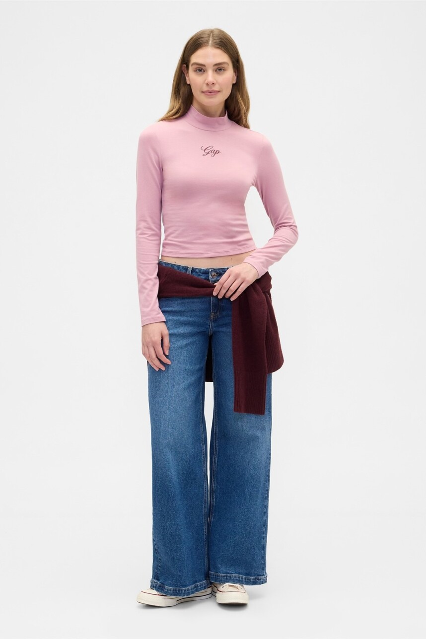 Remera Polera Logo Gap Mujer Lilas Pink 2