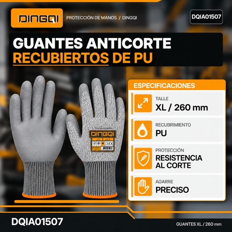 DINGQI GUANTE ANTICORTE PU TALLE XL 260MM PAR Dingqi Guante Anticorte Pu Talle Xl 260mm Par