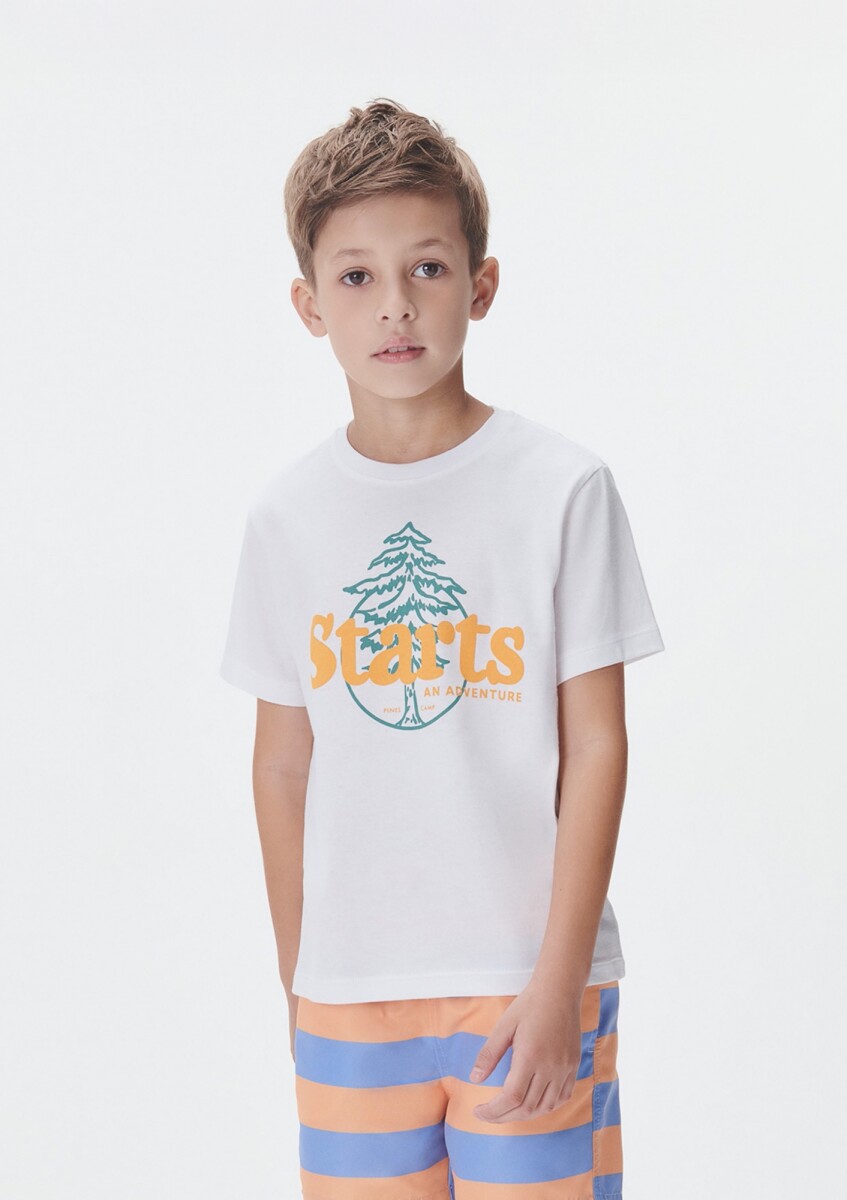 CAMISETA DE NIÑO MANGA CORTA ESTAMPADA - BLANCO 