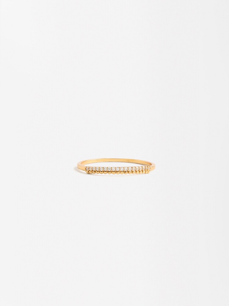 Anillo Fino Con Circonitas - Plata De Ley 925 dorado