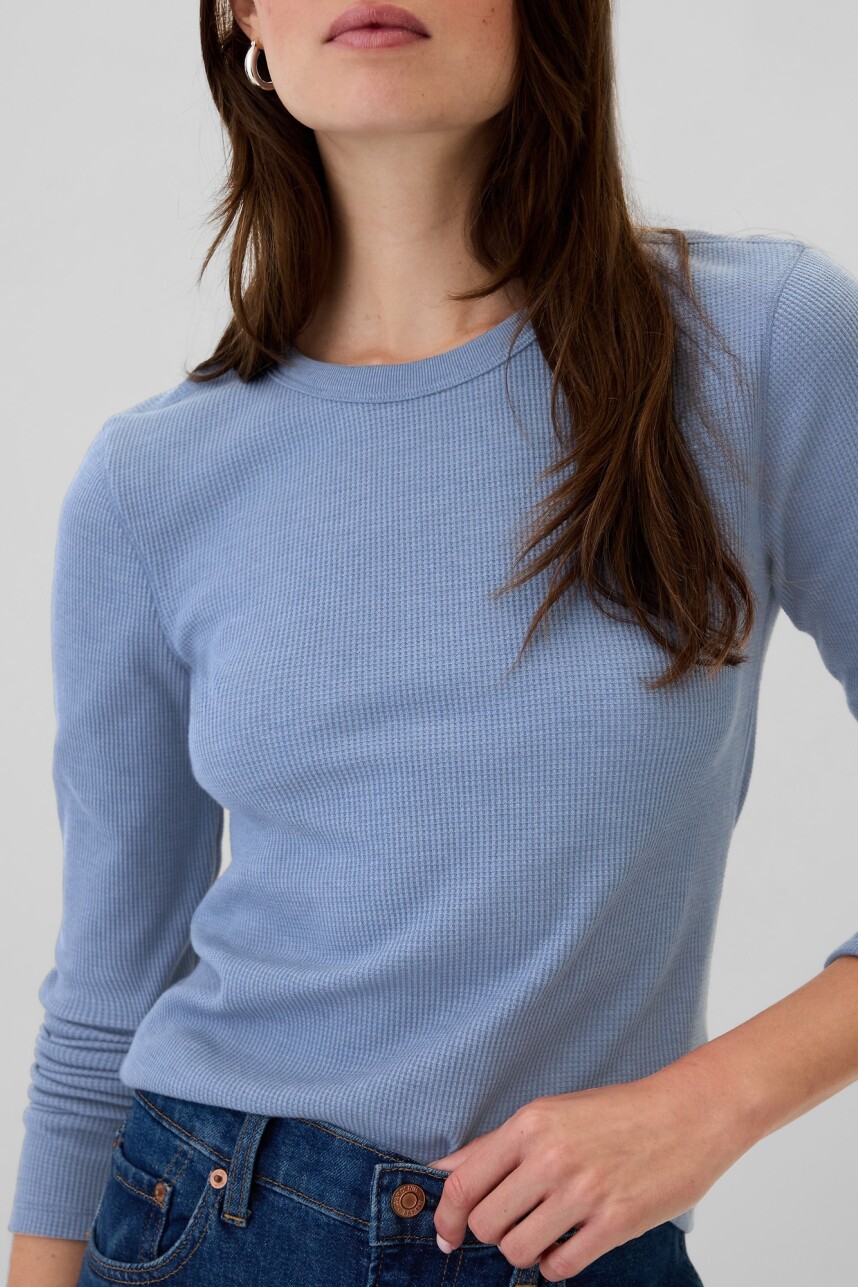 Remera Waffle Cuello Redondo Mujer Bainbridge Blue