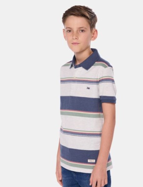 REMERA POLO RAYADA DE ALGODÓN Gris