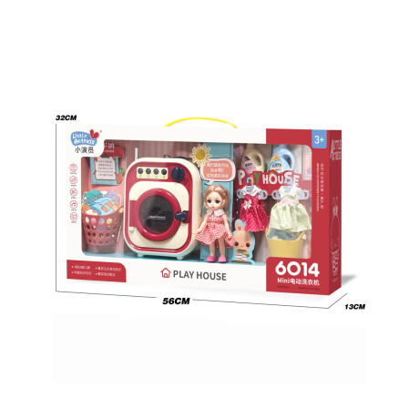 Set X17 Ps Lavadora Mini C/ Música Accesorios Muñeca Jug007014