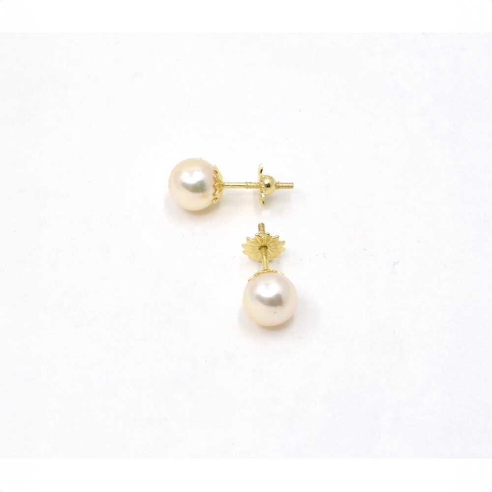 7.5 mm Caravanas De Oro 18 K Y Perlas 7.5 mm Caravanas De Oro 18 K Y Perlas