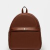 Mochila Urban En Cuero Liso Satinado Tabaco