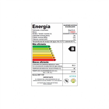 Termotanque Eléctrico BOSCH ES030MIX 1200W Capacidad 30L Termotanque Eléctrico BOSCH ES030MIX 1200W Capacidad 30L