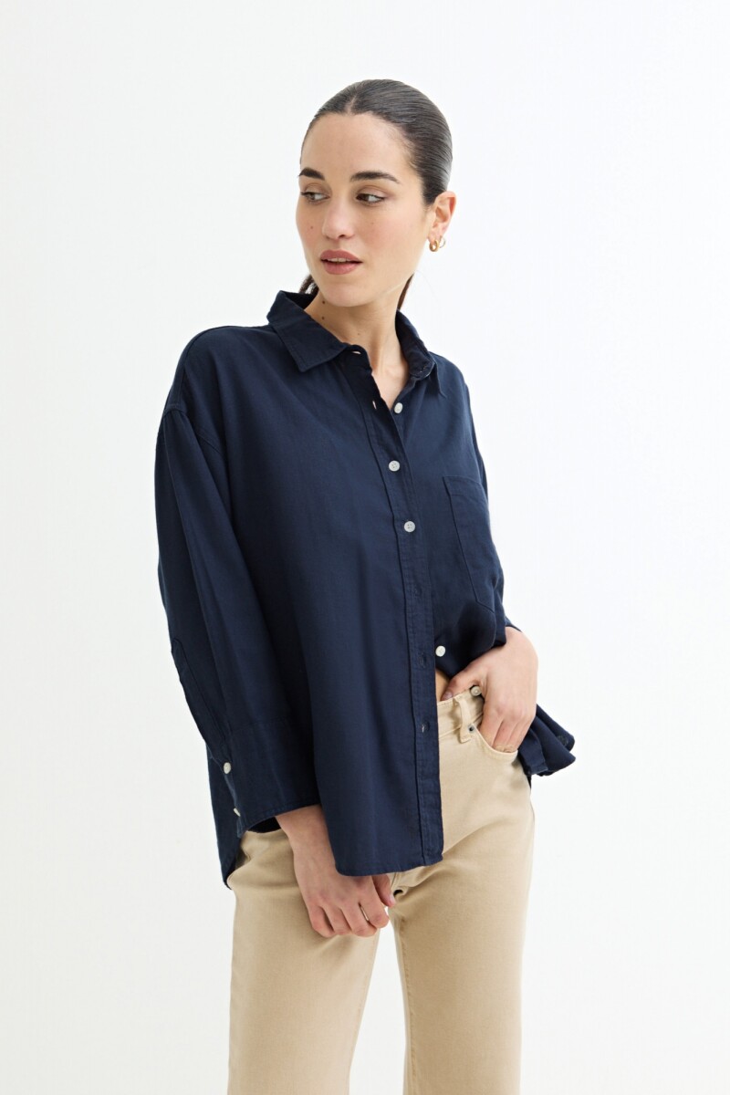 Camisa lisa rustica AZUL OSCURO