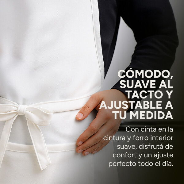 Pack X5 Delantal Cocinero Chef Tela Impermeable Cuero Color Blanco