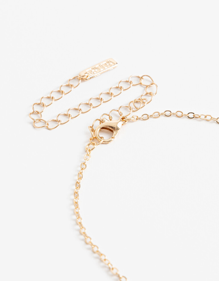 Collares Cortos Color Collar Corto Metal Y Nácar - Dorado