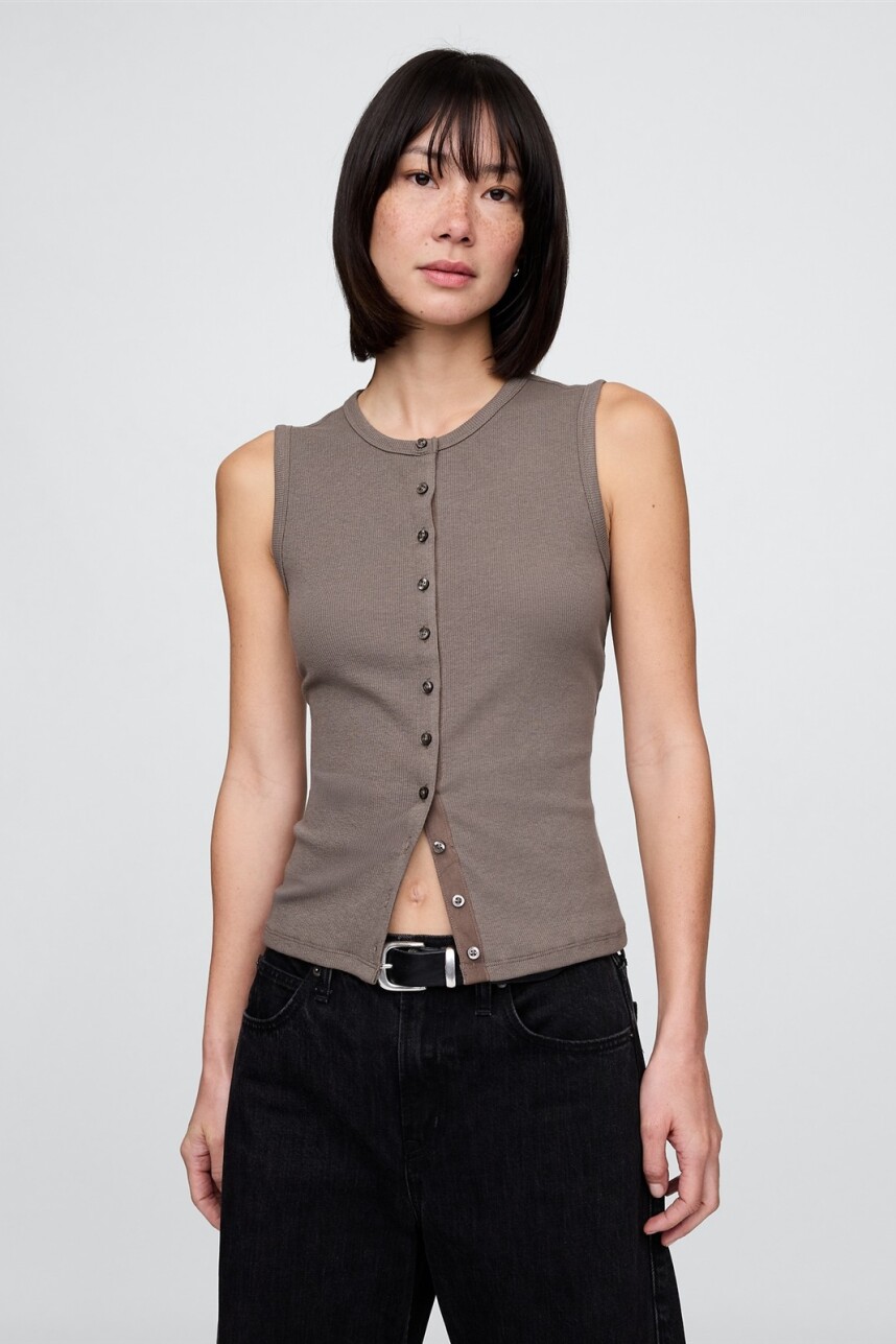 Musculosa Con Botones Rib Mujer Plymouth Rock