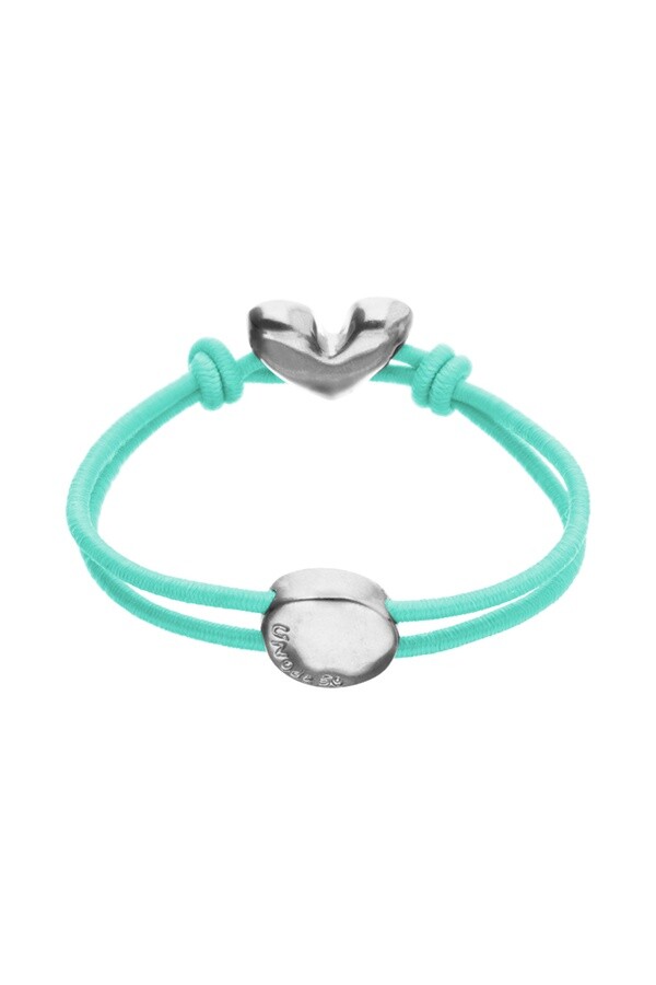 PULSERA DE HILO ELÁSTICO AZUL CON CORAZÓN BAÑADO EN PLATA DE LEY Pulsera
