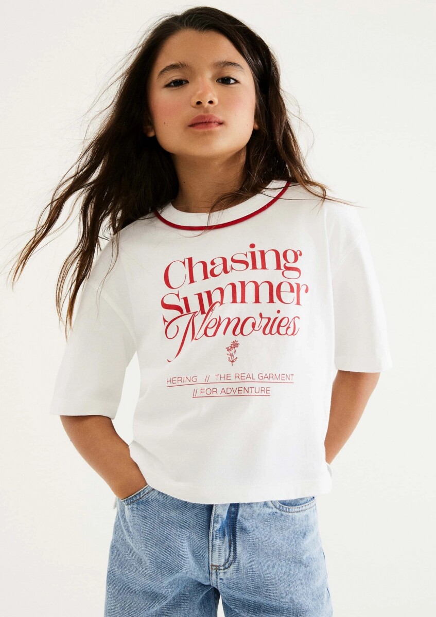 CAMISETA INFANTIL OVERSIZED CON ESTAMPA - BLANCO 