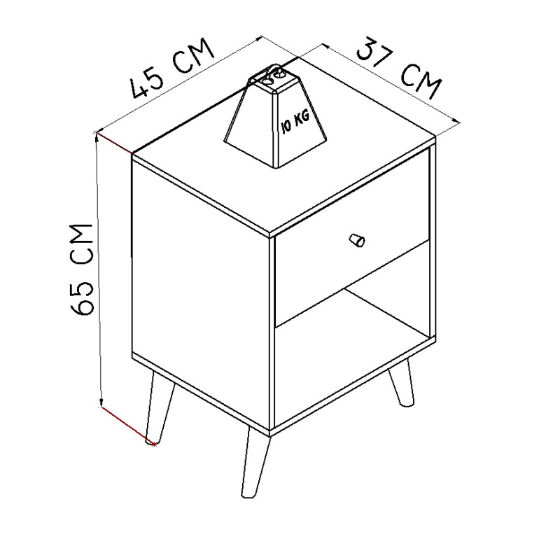 Mesa de luz Nordica - 1 cajón - Blanca y Miel Mesa de luz Nordica - 1 cajón - Blanca y Miel