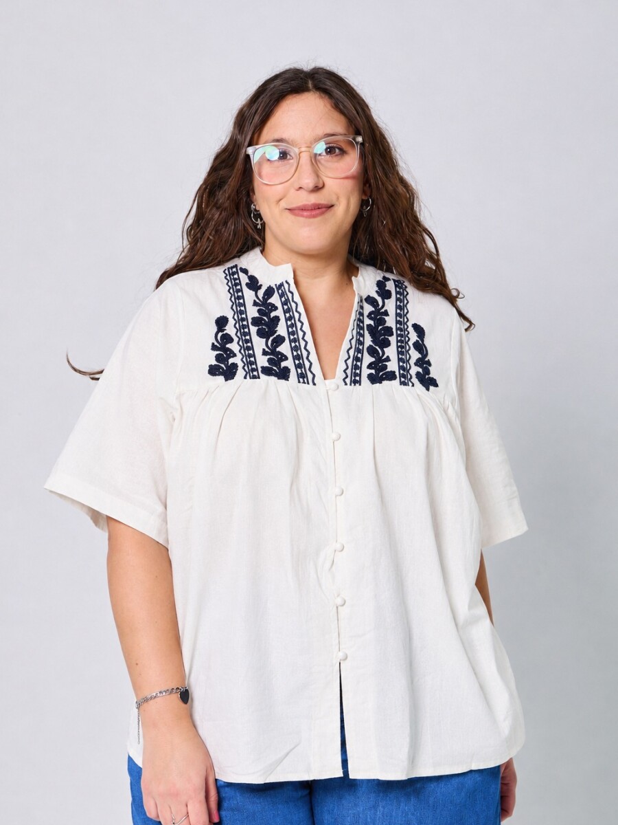 Blusa Yanina Blanco/Azul