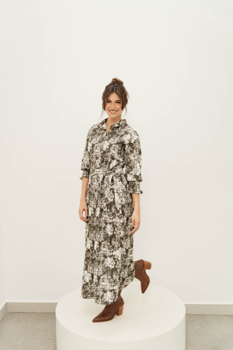 CAMISERO BRENDA MAXI GREEN WORN FLOWERS CAMISERO BRENDA MAXI GREEN WORN FLOWERS