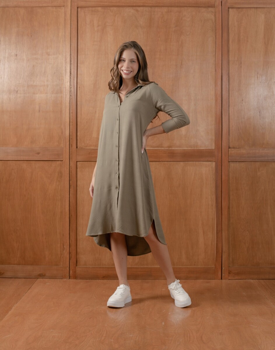 Vestido Camisero. - Verde. 