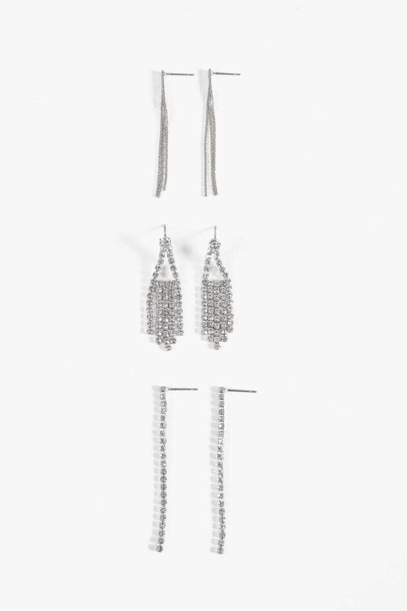 Set de caravanas strass plateado