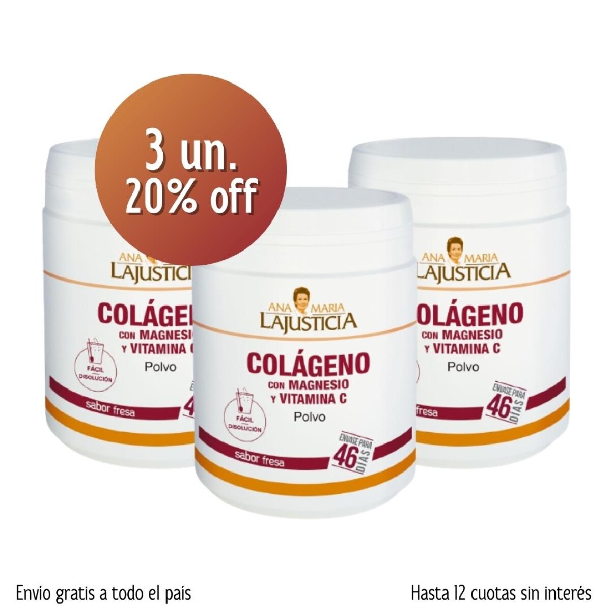 Colágeno con magnesio + Vitamina C - 3un. 20%off 