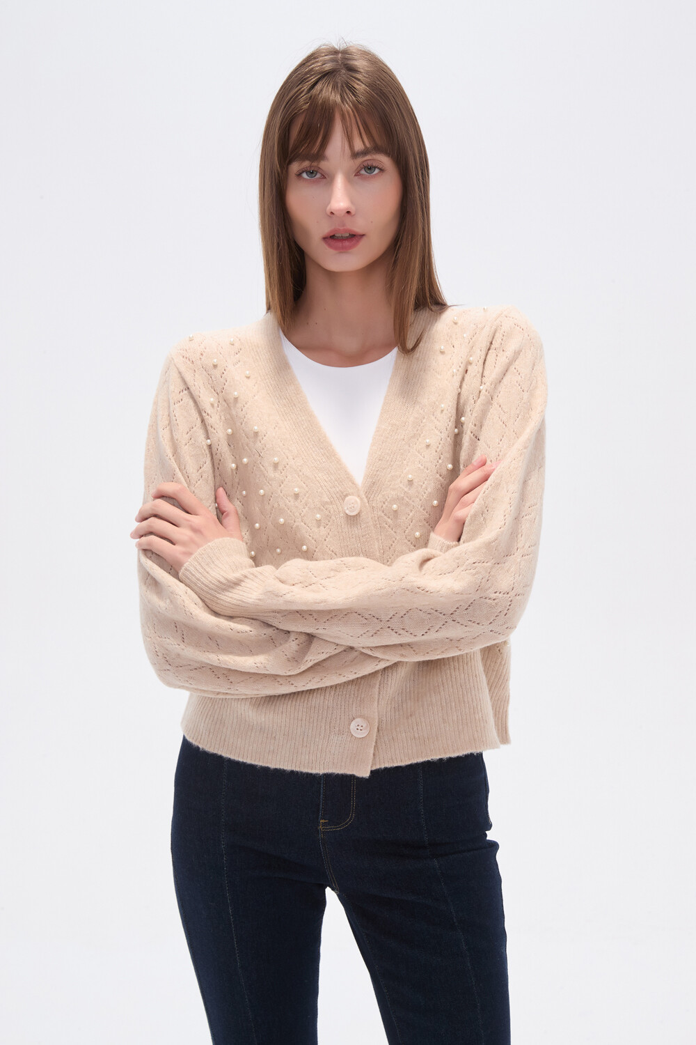 Cardigan Resun Beige Melange