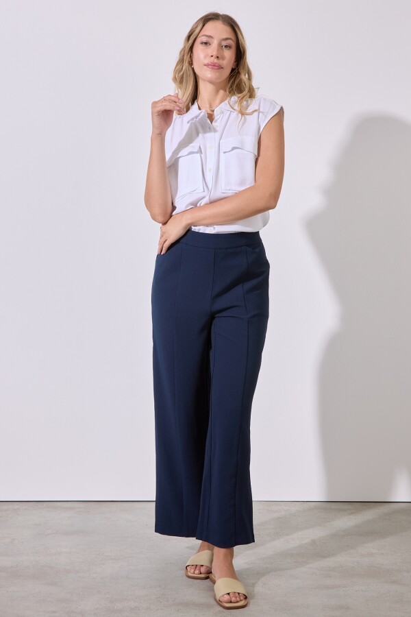 Pantalon Crepe Recto AZUL