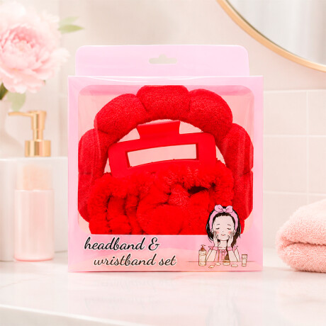 Set De Accesorios Para Cabello Y Cuidado Facial Rojo