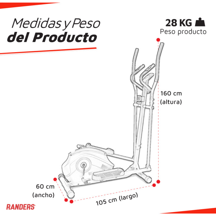 ( ARG-1931 ) Caminador Elíptico Randers Hasta 100 kg ( ARG-1931 ) Caminador Elíptico Randers Hasta 100 kg