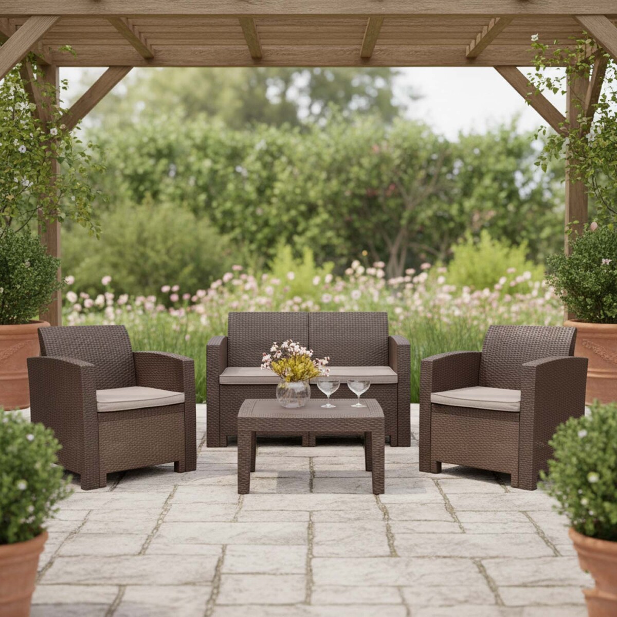 SET - DE LIVING MARRÓN POLIPROPILENO TROPEA 